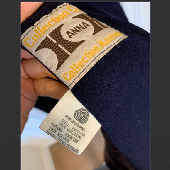 Women’s Navy blue wool coat long length - Picture 3 of 4